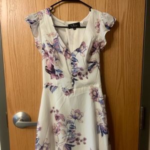 Lulus White & Purple Floral Dress (with tags)